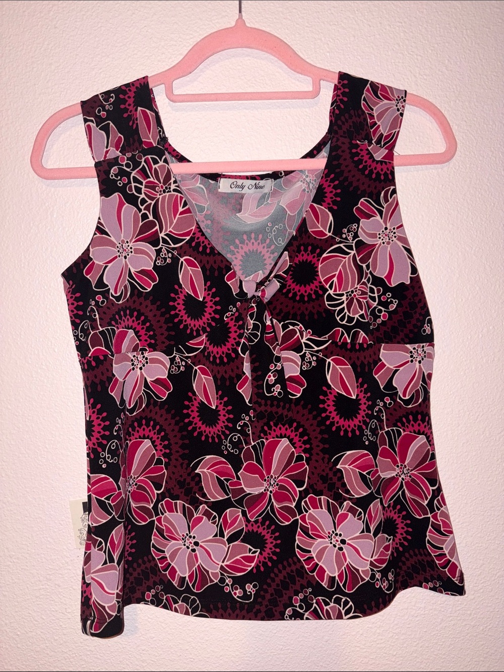 Only Mine Black and Pink Floral Camisole